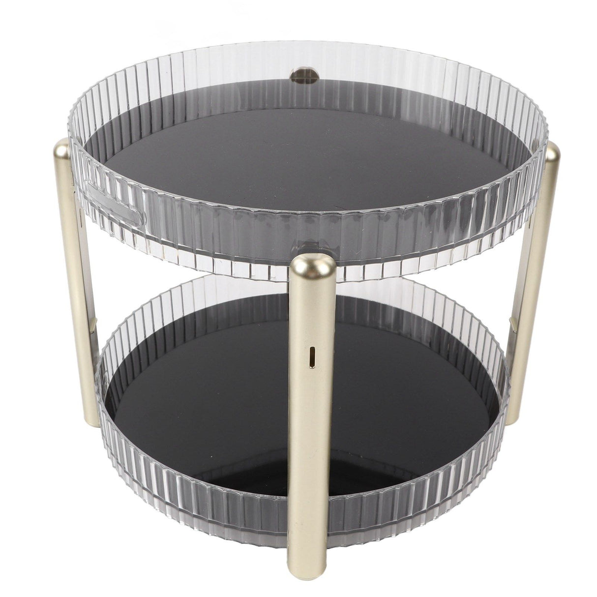 Double Layer Rotating Makeup Organizer Multifunctional Rotating Cosmetic Shelf for Home Translucent White