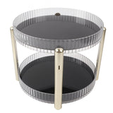 Double Layer Rotating Makeup Organizer Multifunctional Rotating Cosmetic Shelf for Home Translucent White - Rear View