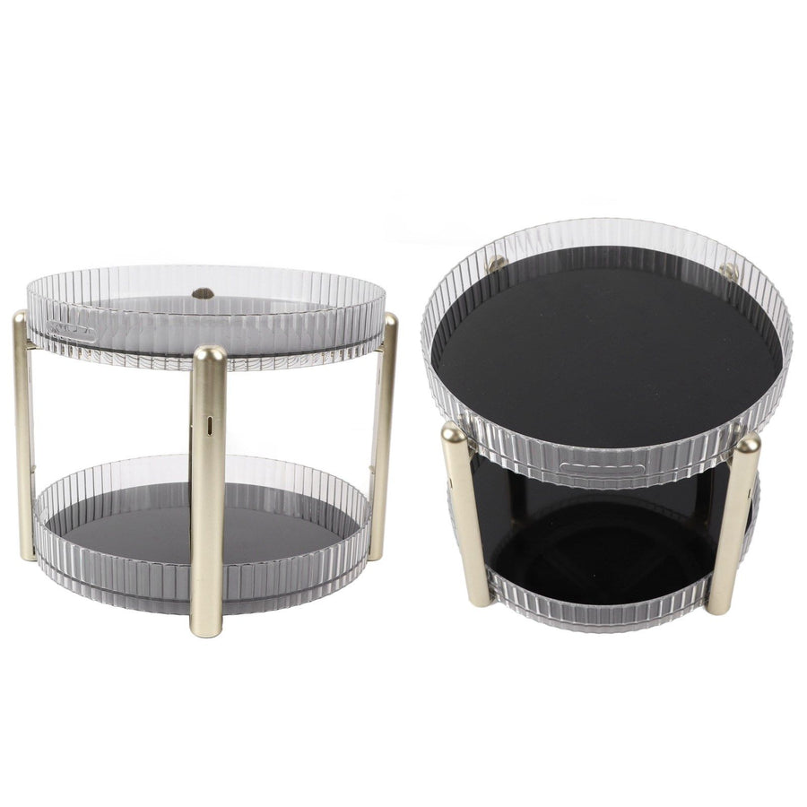 Double Layer Rotating Makeup Organizer Multifunctional Rotating Cosmetic Shelf for Home Translucent White