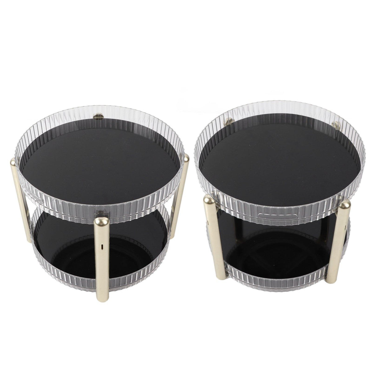 Double Layer Rotating Makeup Organizer Multifunctional Rotating Cosmetic Shelf for Home Translucent White