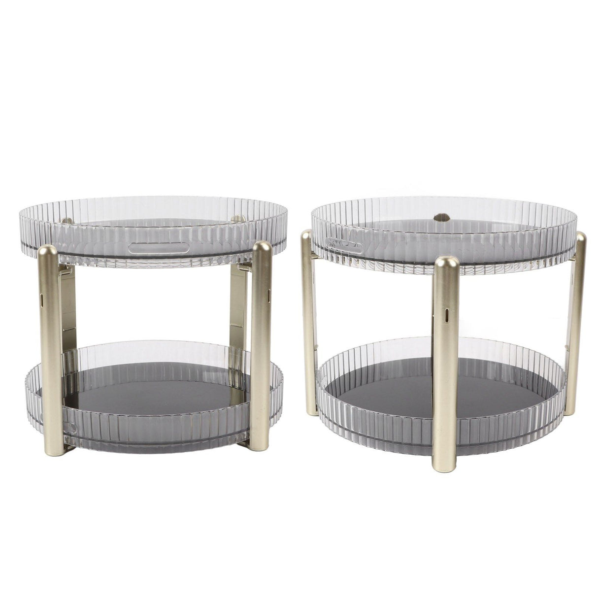 Double Layer Rotating Makeup Organizer Multifunctional Rotating Cosmetic Shelf for Home Translucent White