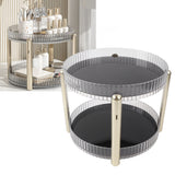 Double Layer Rotating Makeup Organizer Multifunctional Rotating Cosmetic Shelf for Home Translucent White - Extra Image