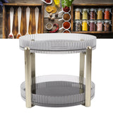 Double Layer Rotating Makeup Organizer Multifunctional Rotating Cosmetic Shelf for Home Translucent White