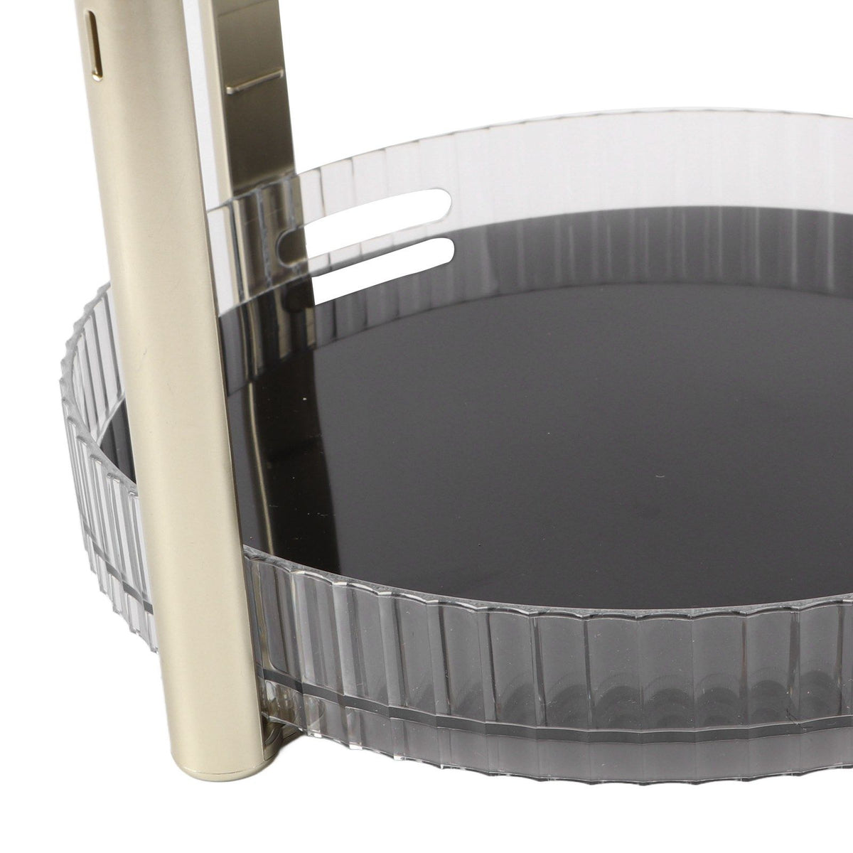 Double Layer Rotating Makeup Organizer Multifunctional Rotating Cosmetic Shelf for Home Translucent White