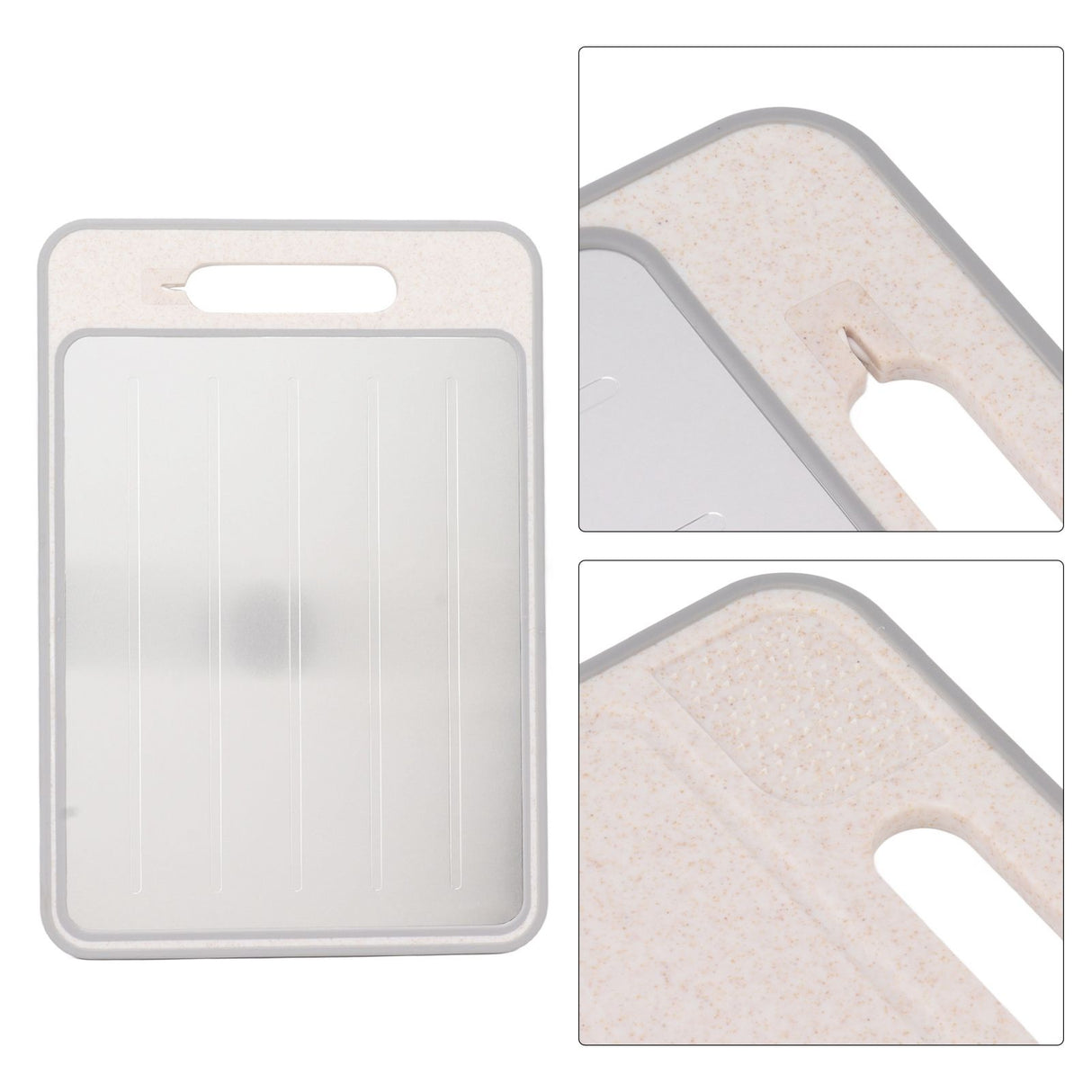 Defrosting Cutting Board Double Sided Chopping Board with Knife Sharpener for Kitchen Cooking Khaki
