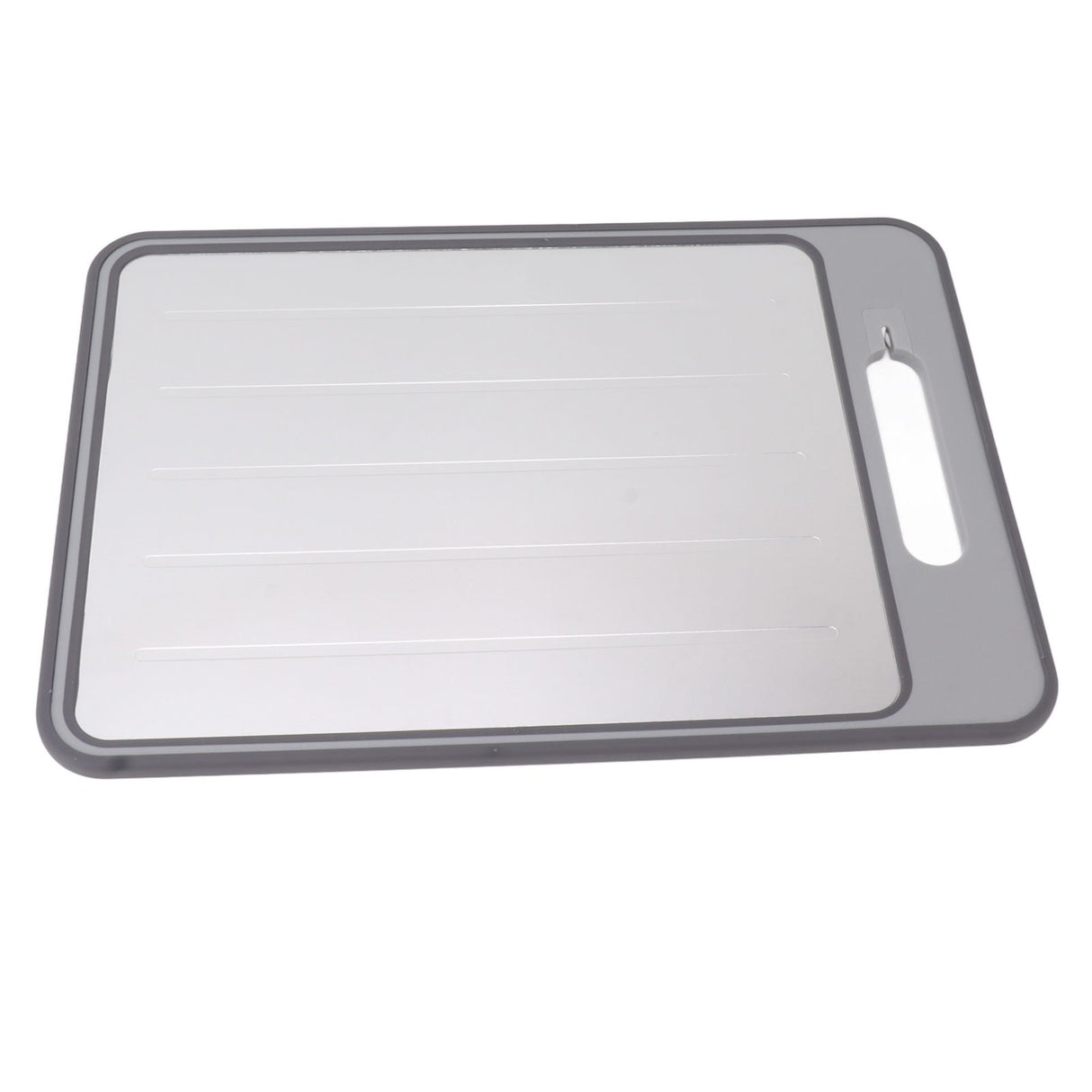 Double Sided Cutting Board Rapid Thawing and Grinding Plate with Knife Sharpener for Kitchen Grey