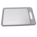 Double Sided Cutting Board Rapid Thawing and Grinding Plate with Knife Sharpener for Kitchen Grey
