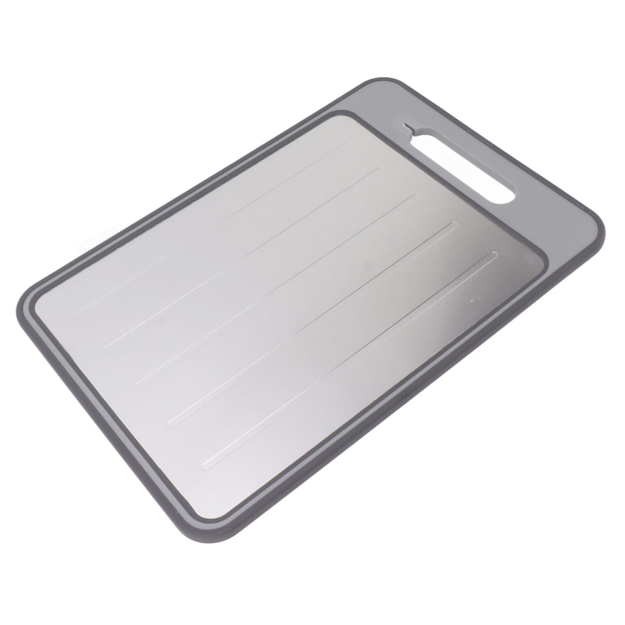 Double Sided Cutting Board Rapid Thawing and Grinding Plate with Knife Sharpener for Kitchen Grey