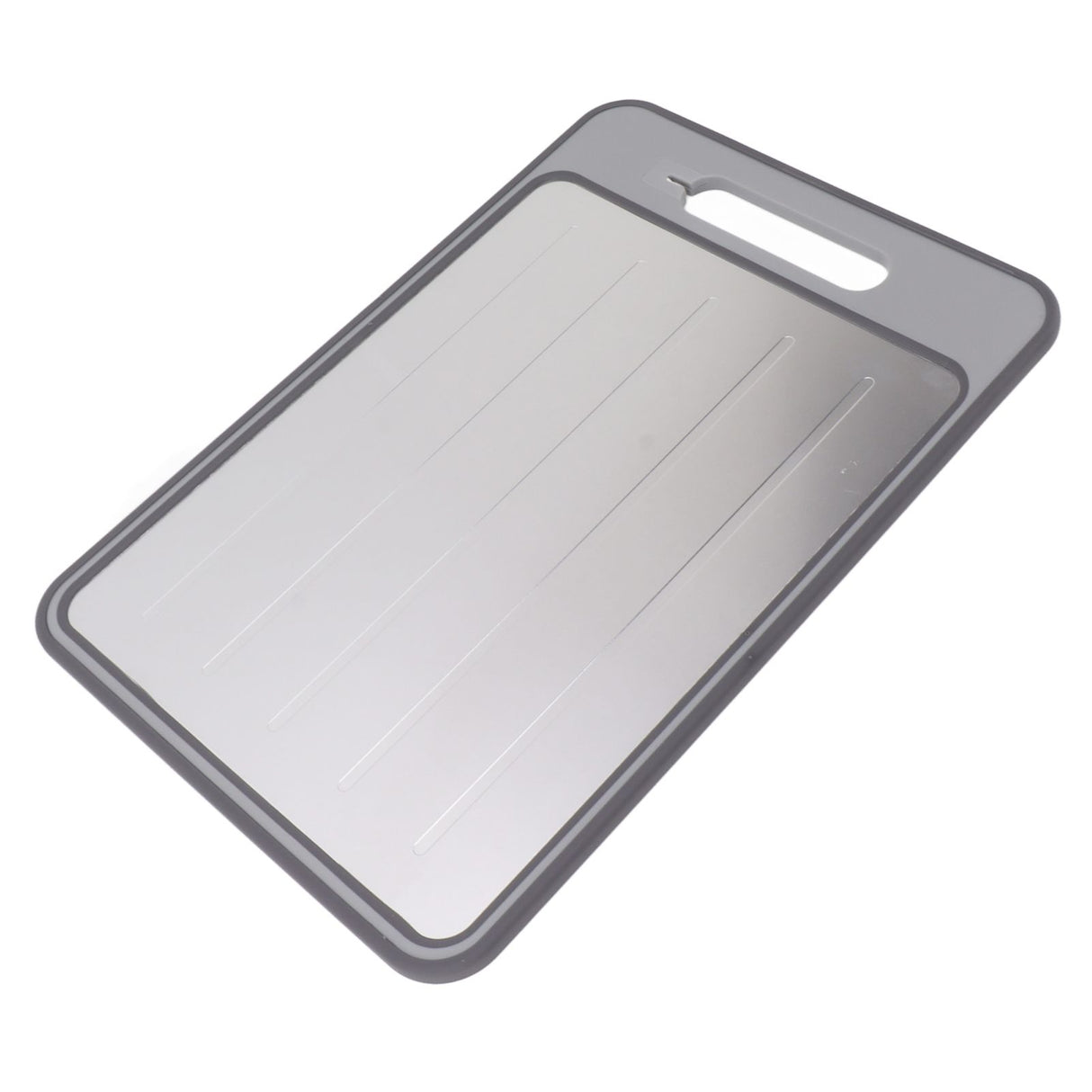 Double Sided Cutting Board Rapid Thawing and Grinding Plate with Knife Sharpener for Kitchen Grey