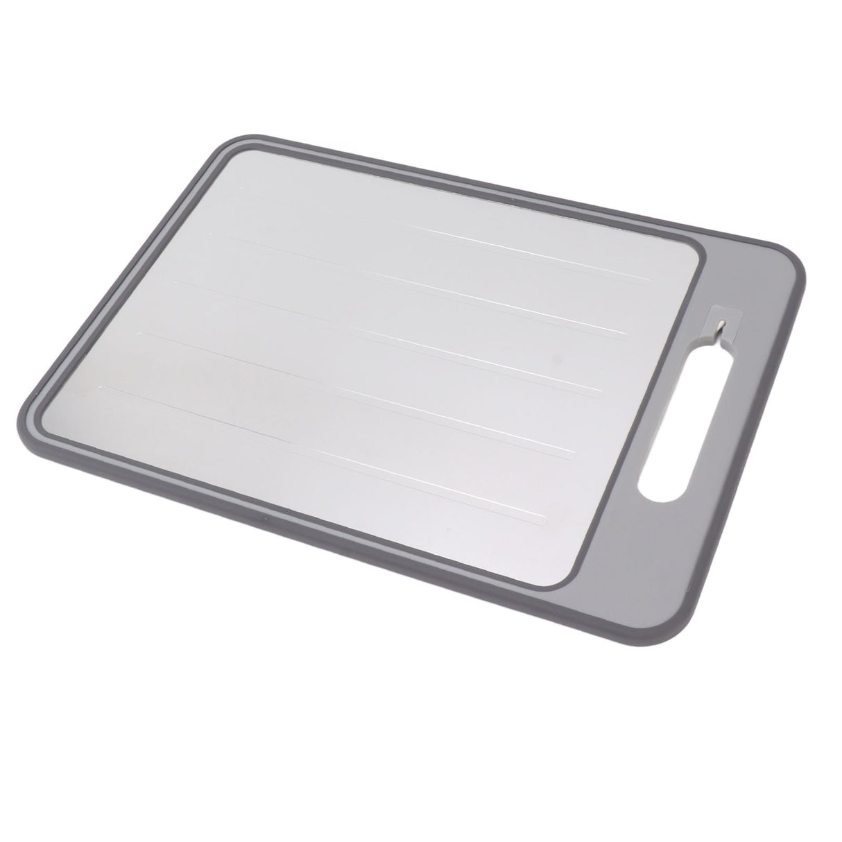 Double Sided Cutting Board Rapid Thawing and Grinding Plate with Knife Sharpener for Kitchen Grey