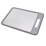 Double Sided Cutting Board Rapid Thawing and Grinding Plate with Knife Sharpener for Kitchen Grey