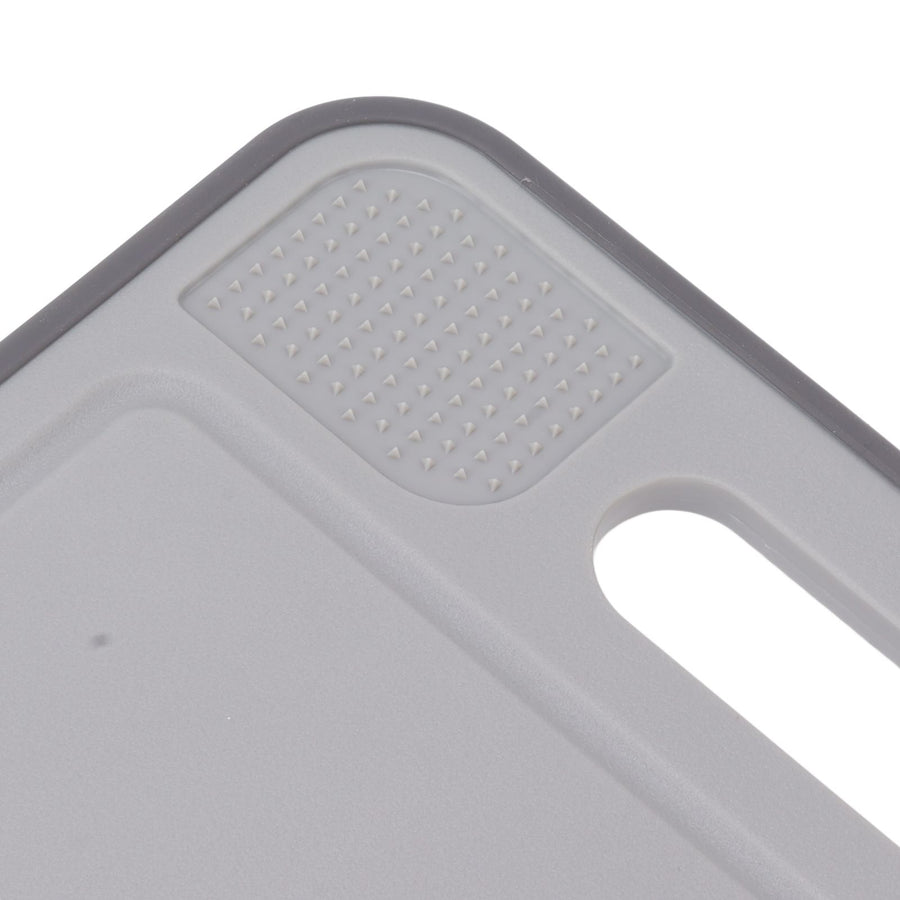 Double Sided Cutting Board Rapid Thawing and Grinding Plate with Knife Sharpener for Kitchen Grey