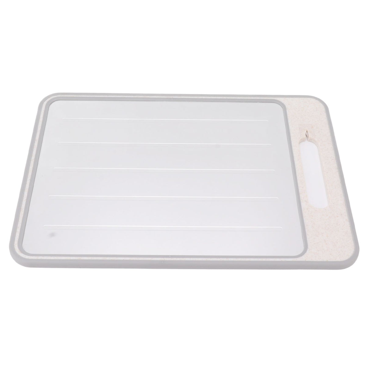 Double Sided Cutting Board Rapid Thawing and Grinding Plate with Knife Sharpener for Kitchen Khaki