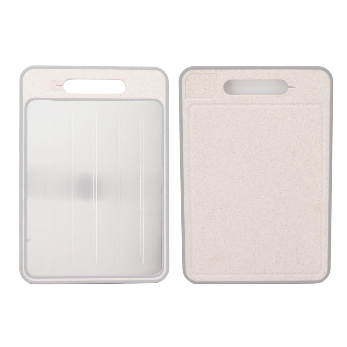 Double Sided Cutting Board Rapid Thawing and Grinding Plate with Knife Sharpener for Kitchen Khaki