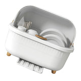 Dish Drying Box Multifunctional Space Saving Dish Drainer with Lid Cover for Kitchen Accessories White M