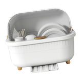 Dish Drying Box Multifunctional Space Saving Dish Drainer with Lid Cover for Kitchen Accessories White M - Top-Down View
