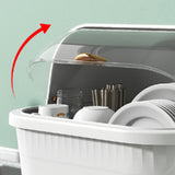 Dish Drying Box Multifunctional Space Saving Dish Drainer with Lid Cover for Kitchen Accessories White M