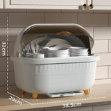 Dish Drying Box Multifunctional Space Saving Dish Drainer with Lid Cover for Kitchen Accessories White M - Extra Image