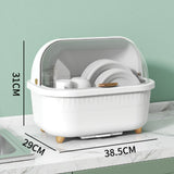 Dish Drying Box Multifunctional Space Saving Dish Drainer with Lid Cover for Kitchen Accessories White M - Extra Image