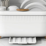 Dish Drying Box Multifunctional Space Saving Dish Drainer with Lid Cover for Kitchen Accessories White L