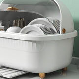 Dish Drying Box Multifunctional Space Saving Dish Drainer with Lid Cover for Kitchen Accessories White L