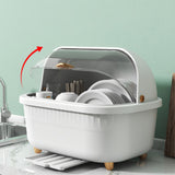 Dish Drying Box Multifunctional Space Saving Dish Drainer with Lid Cover for Kitchen Accessories White L