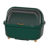 Dish Drying Box Multifunctional Space Saving Dish Drainer with Lid Cover for Kitchen Accessories Green L