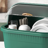 Dish Drying Box Multifunctional Space Saving Dish Drainer with Lid Cover for Kitchen Accessories Green L