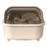 Dish Drying Box Multifunctional Space Saving Dish Drainer with Lid Cover for Kitchen Accessories Apricot M