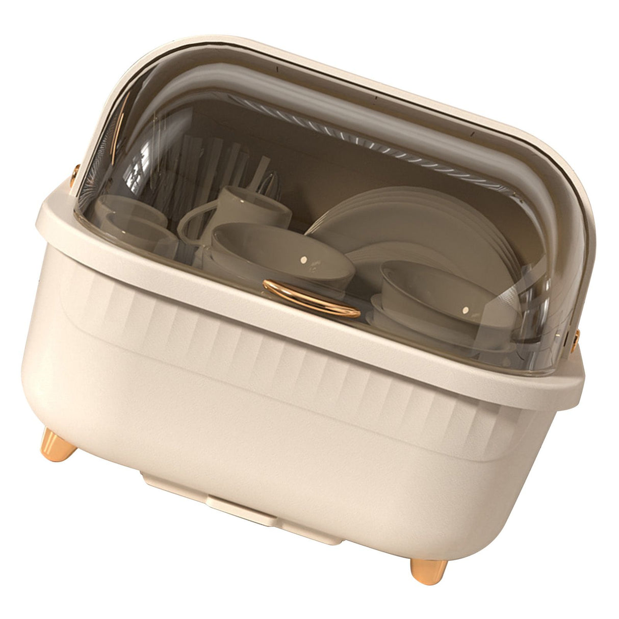 Dish Drying Box Multifunctional Space Saving Dish Drainer with Lid Cover for Kitchen Accessories Apricot M