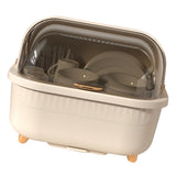Dish Drying Box Multifunctional Space Saving Dish Drainer with Lid Cover for Kitchen Accessories Apricot M