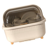 Dish Drying Box Multifunctional Space Saving Dish Drainer with Lid Cover for Kitchen Accessories Apricot M - Top-Down View