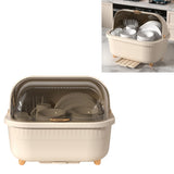 Dish Drying Box Multifunctional Space Saving Dish Drainer with Lid Cover for Kitchen Accessories Apricot L