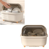 Dish Drying Box Multifunctional Space Saving Dish Drainer with Lid Cover for Kitchen Accessories Apricot L