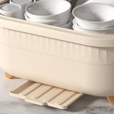 Dish Drying Box Multifunctional Space Saving Dish Drainer with Lid Cover for Kitchen Accessories Apricot L - Extra Image