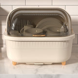 Dish Drying Box Multifunctional Space Saving Dish Drainer with Lid Cover for Kitchen Accessories Apricot L