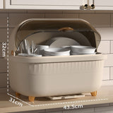 Dish Drying Box Multifunctional Space Saving Dish Drainer with Lid Cover for Kitchen Accessories Apricot L - Extra Image