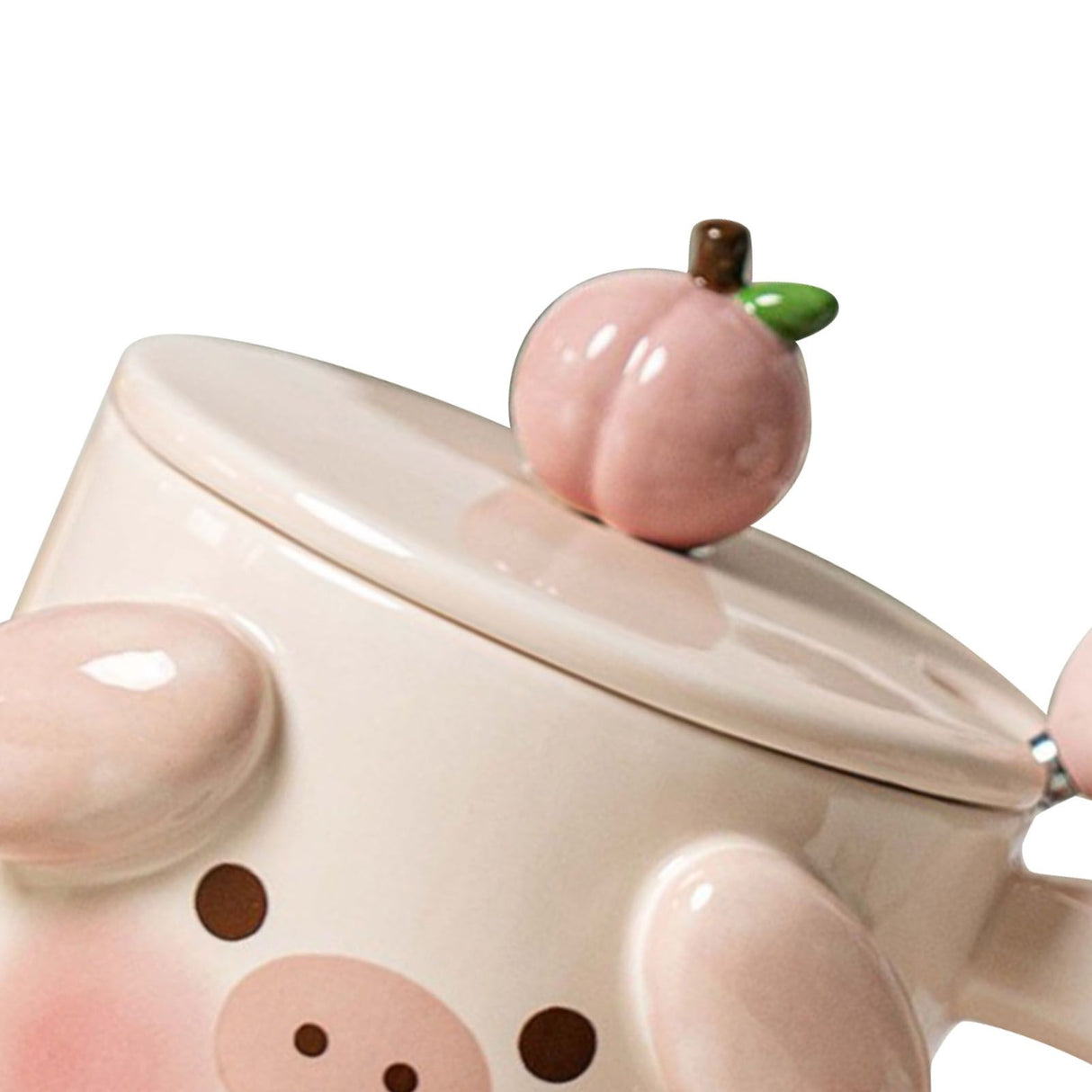Cartoon Coffee Mug with Spoon Lid Cute Lovely Animal Shape Milk Cup Mug for Office School Pig Type