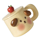 Cartoon Coffee Mug with Spoon Lid Cute Lovely Animal Shape Milk Cup Mug for Office School Bear Type