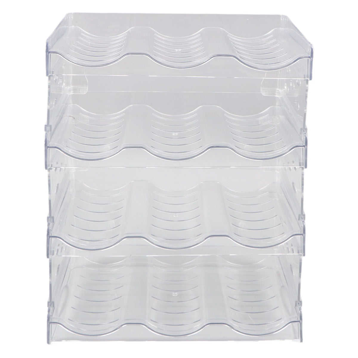 Transparent Water Bottle Organizer 4 Pack Stackable Plastic Water Bottle Cup Holder Detachable Kitchen Pantry Organization Storage Shelf for Cabinet