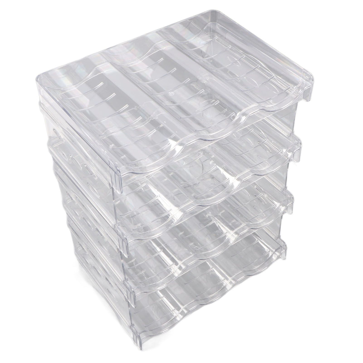 Transparent Water Bottle Organizer 4 Pack Stackable Plastic Water Bottle Cup Holder Detachable Kitchen Pantry Organization Storage Shelf for Cabinet