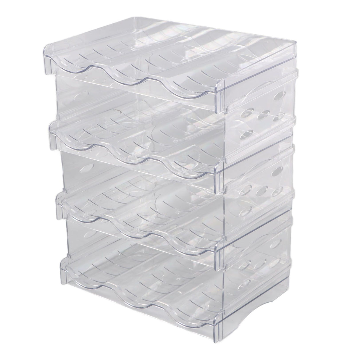 Transparent Water Bottle Organizer 4 Pack Stackable Plastic Water Bottle Cup Holder Detachable Kitchen Pantry Organization Storage Shelf for Cabinet