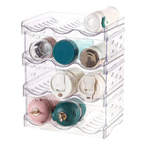 Transparent Water Bottle Organizer 4 Pack Stackable Plastic Water Bottle Cup Holder Detachable Kitchen Pantry Organization Storage Shelf for Cabinet