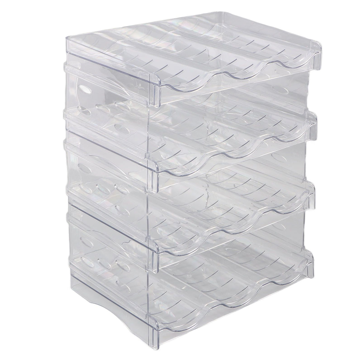 Transparent Water Bottle Organizer 4 Pack Stackable Plastic Water Bottle Cup Holder Detachable Kitchen Pantry Organization Storage Shelf for Cabinet