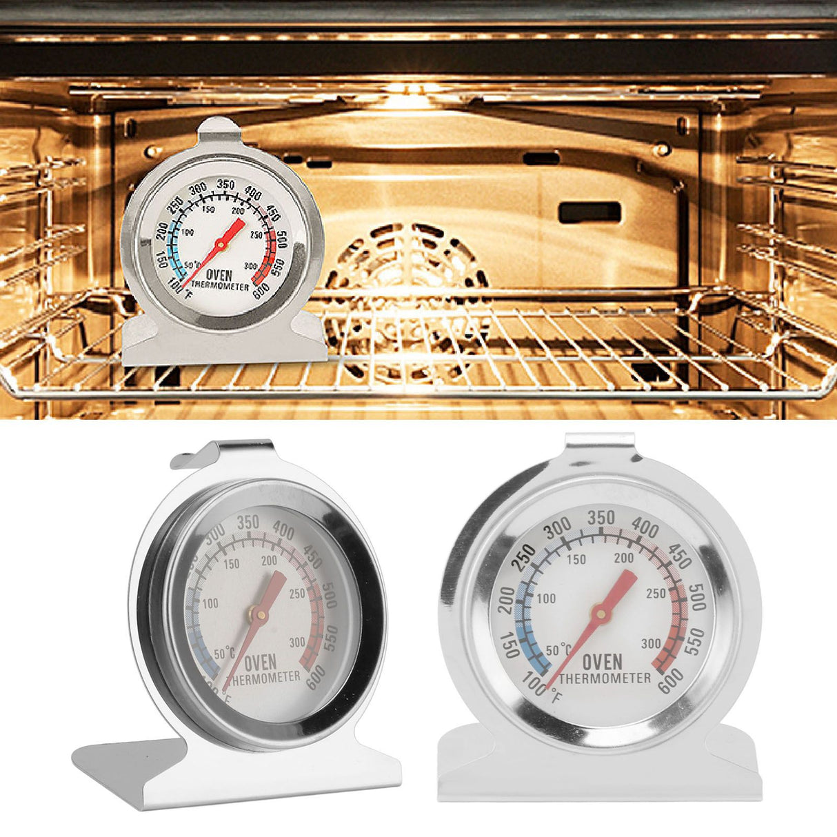 Oven Thermometer High Accuracy Heat Resistant Stainless Steel Thermometer for Kitchen Refrigerator