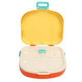 Bento Lunch Box ABS Separate Compartments with Buckle Handle Leakage Proof Air Hole Heat Resistant Bento Box with Spoon Fork Yellow