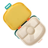 Bento Lunch Box ABS Separate Compartments with Buckle Handle Leakage Proof Air Hole Heat Resistant Bento Box with Spoon Fork Yellow - 45-Degree Angle