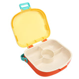 Bento Lunch Box ABS Separate Compartments with Buckle Handle Leakage Proof Air Hole Heat Resistant Bento Box with Spoon Fork Yellow
