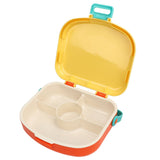 Bento Lunch Box ABS Separate Compartments with Buckle Handle Leakage Proof Air Hole Heat Resistant Bento Box with Spoon Fork Yellow - Close-Up Angle