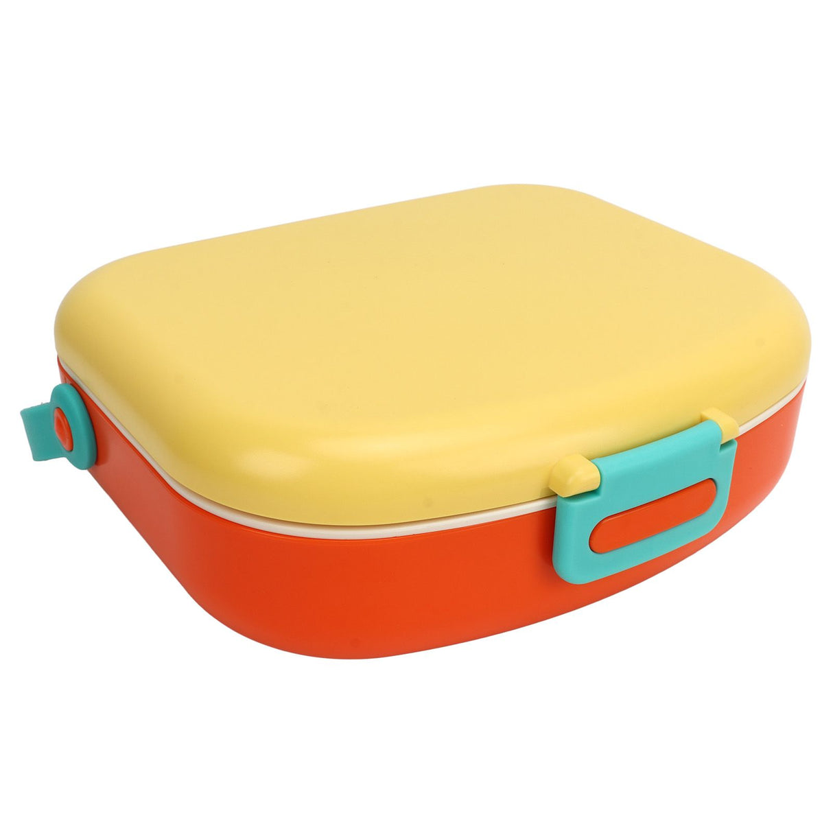Bento Lunch Box ABS Separate Compartments with Buckle Handle Leakage Proof Air Hole Heat Resistant Bento Box with Spoon Fork Yellow
